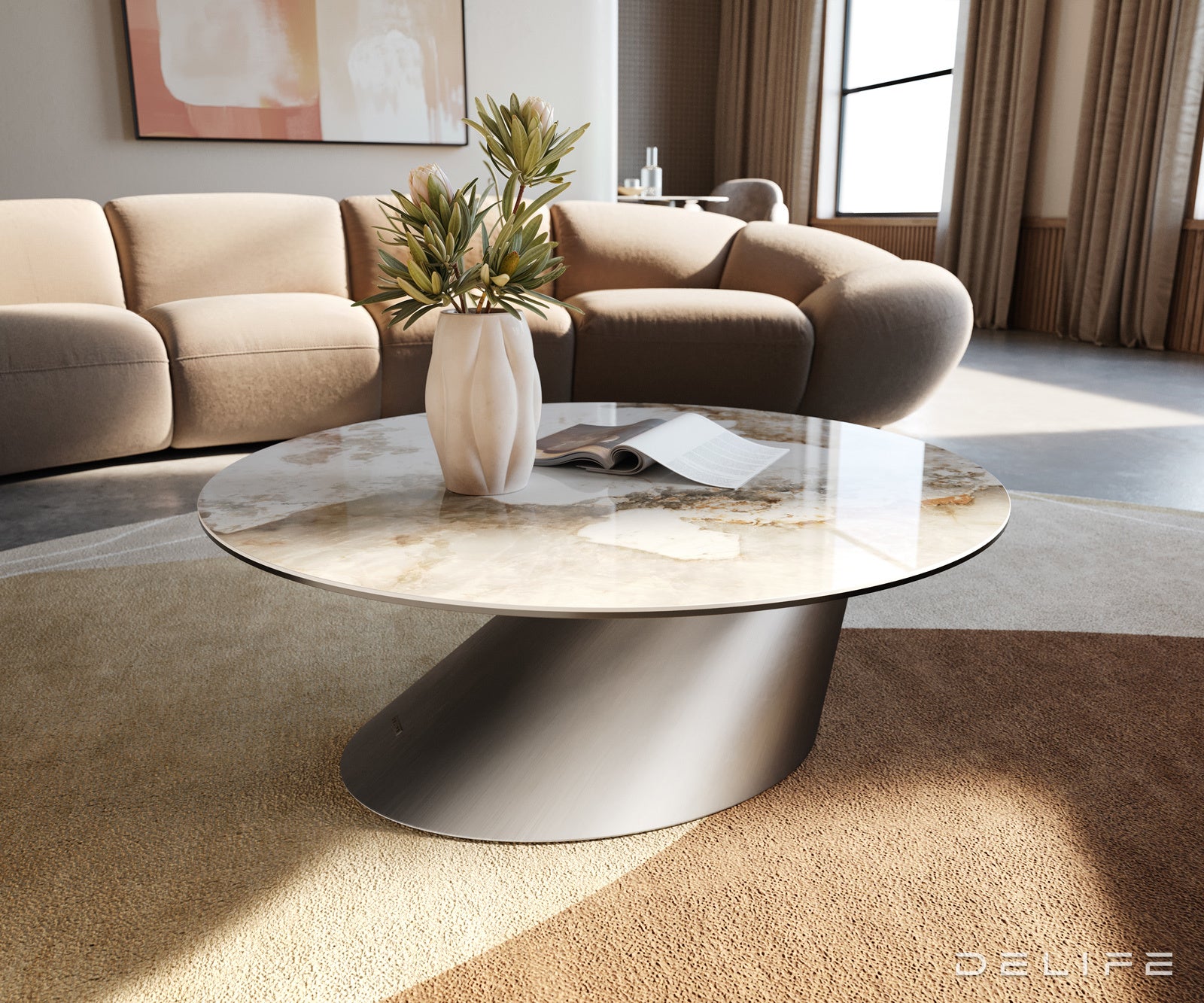 Klub mizica Edge 90x90cm, Material: keramika Minas Melange