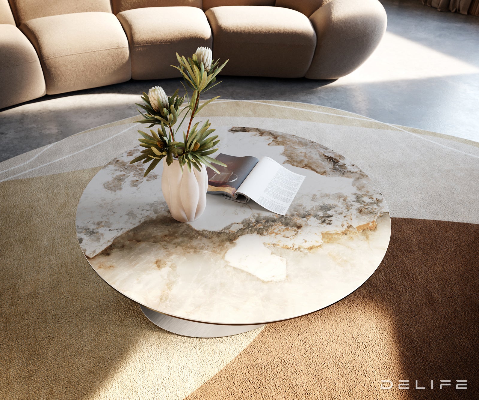 Klub mizica Edge 90x90cm, Material: keramika Minas Melange