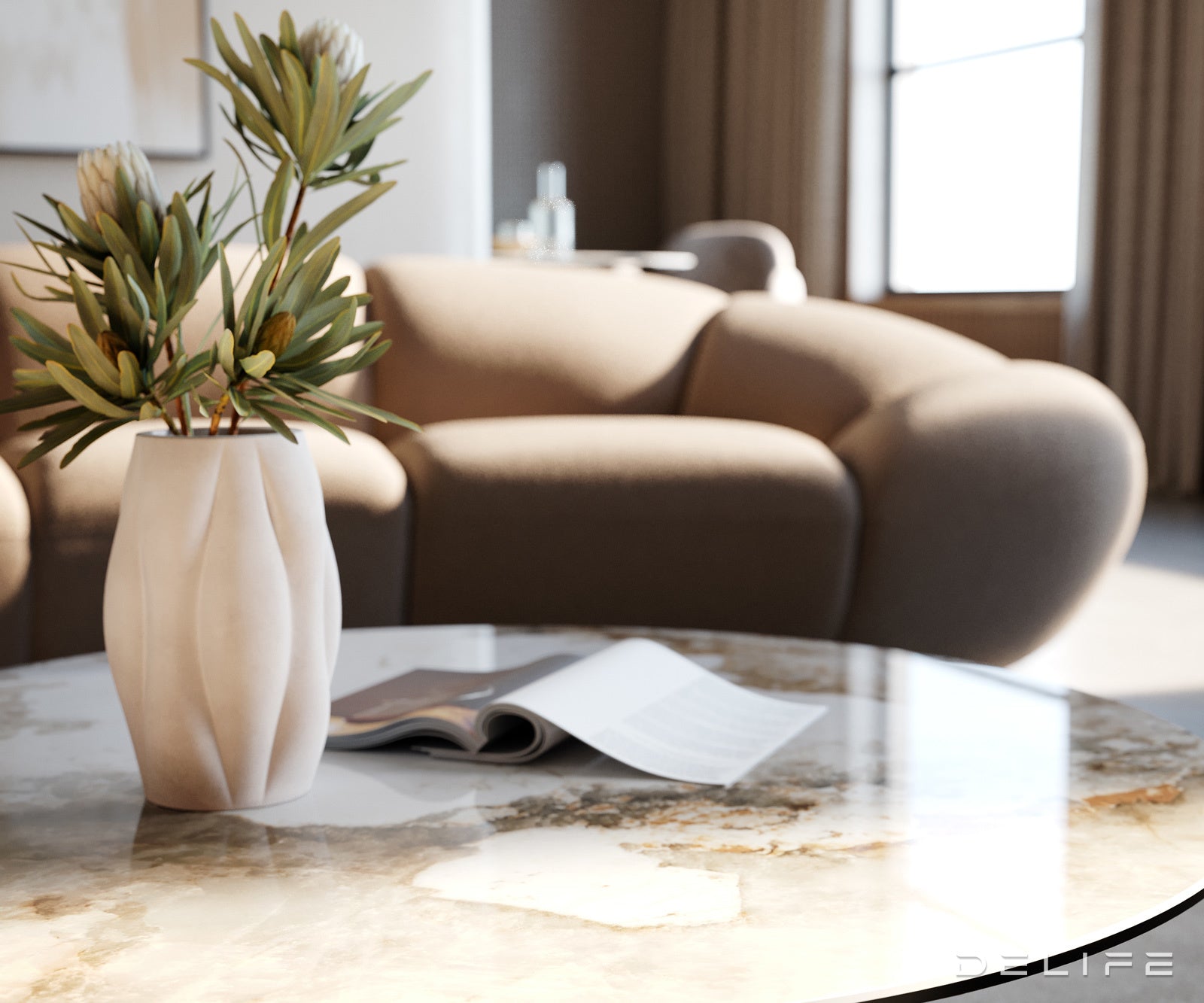 Klub mizica Edge 90x90cm, Material: keramika Minas Melange