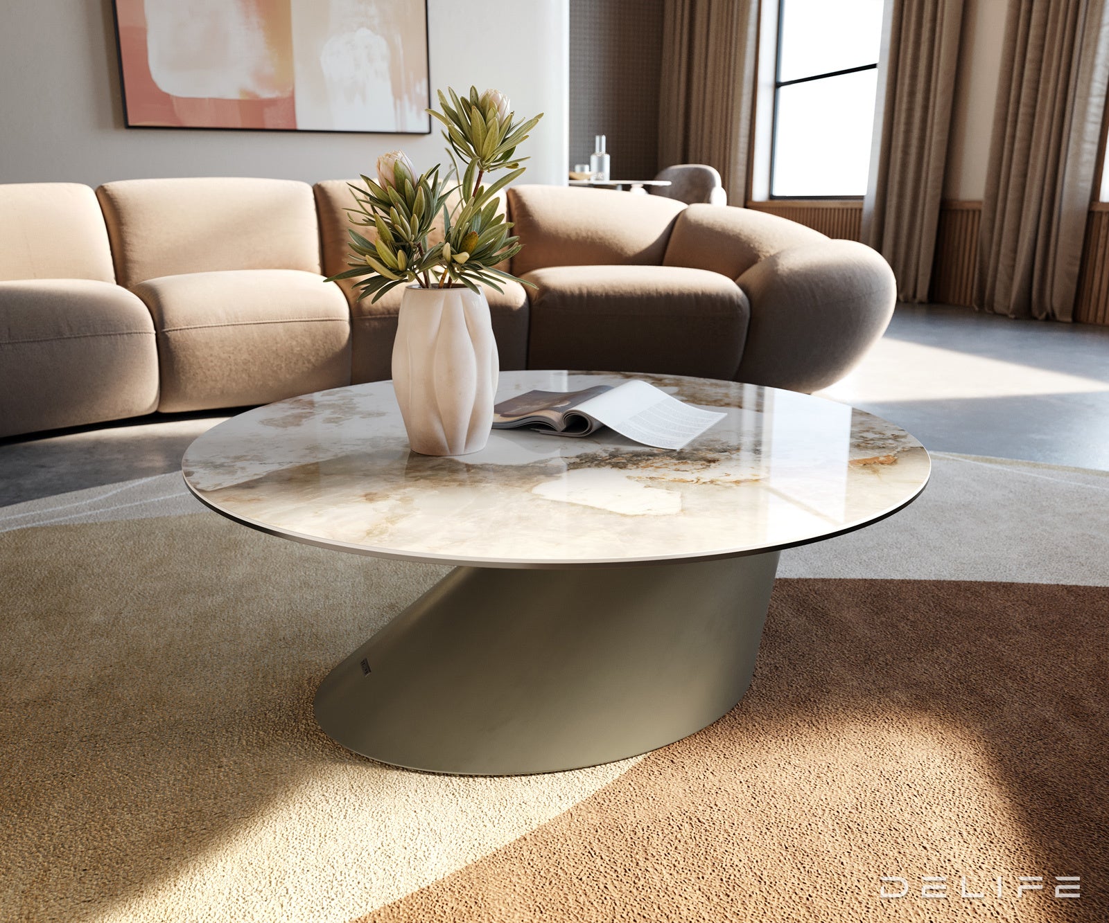 Klub mizica Edge 90x90cm, Material: keramika Minas Melange