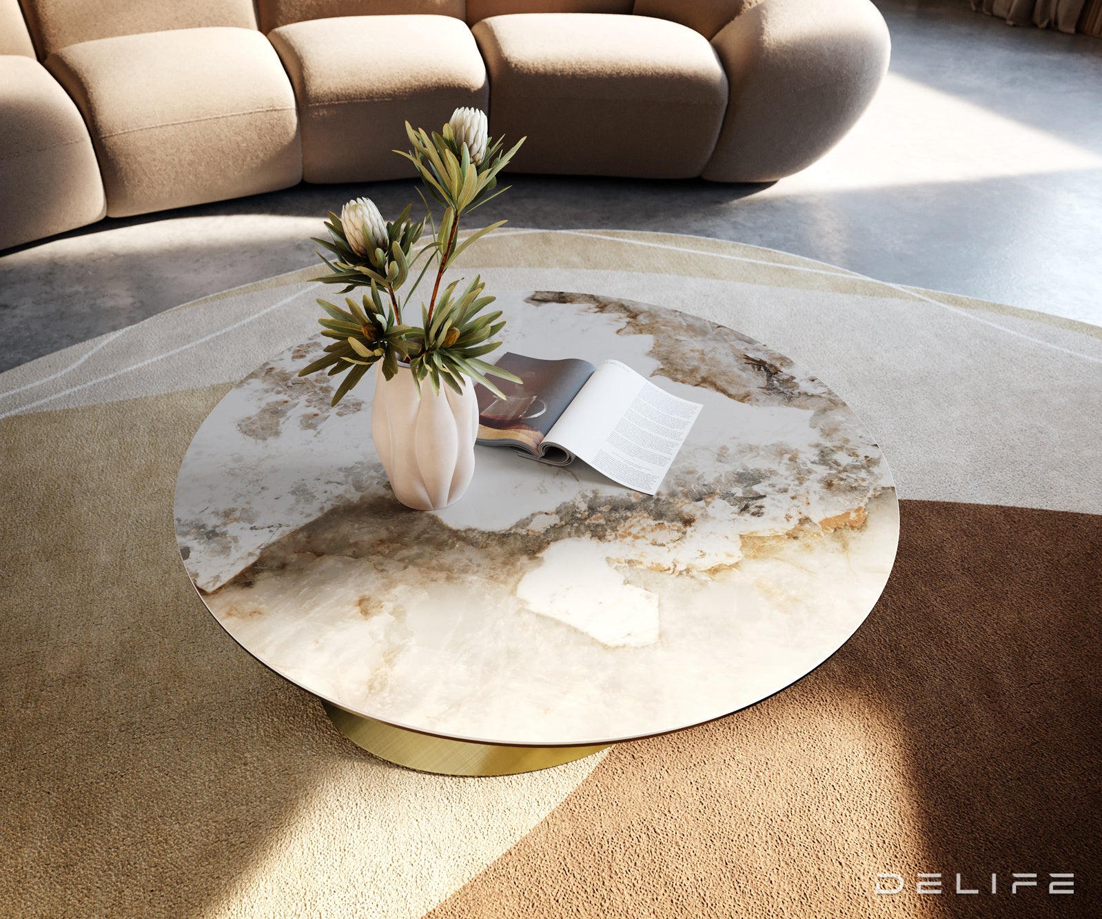 Klub mizica Edge 90x90cm, Material: keramika Minas Melange