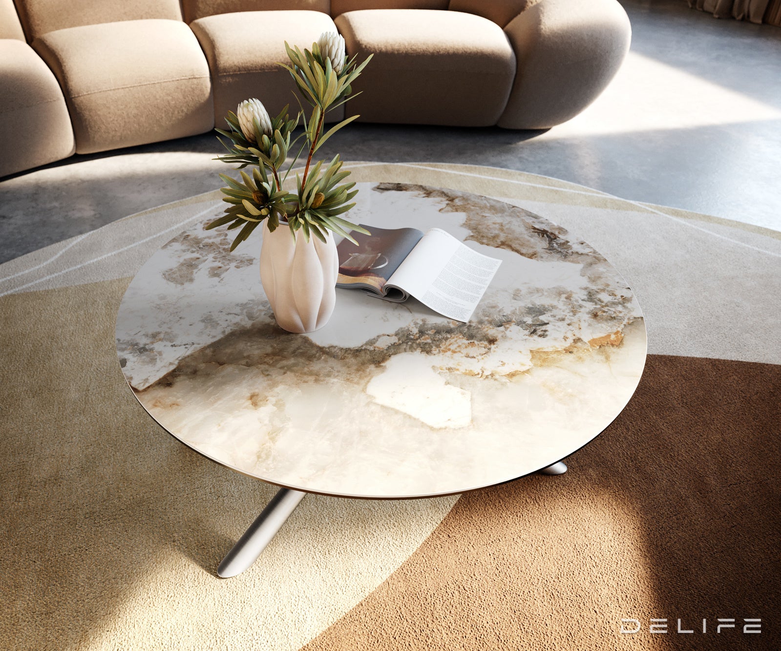 Klub mizica Edge 90x90cm, Material: keramika Minas Melange