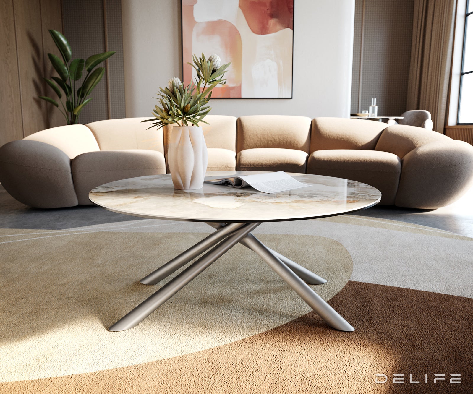 Klub mizica Edge 90x90cm, Material: keramika Minas Melange