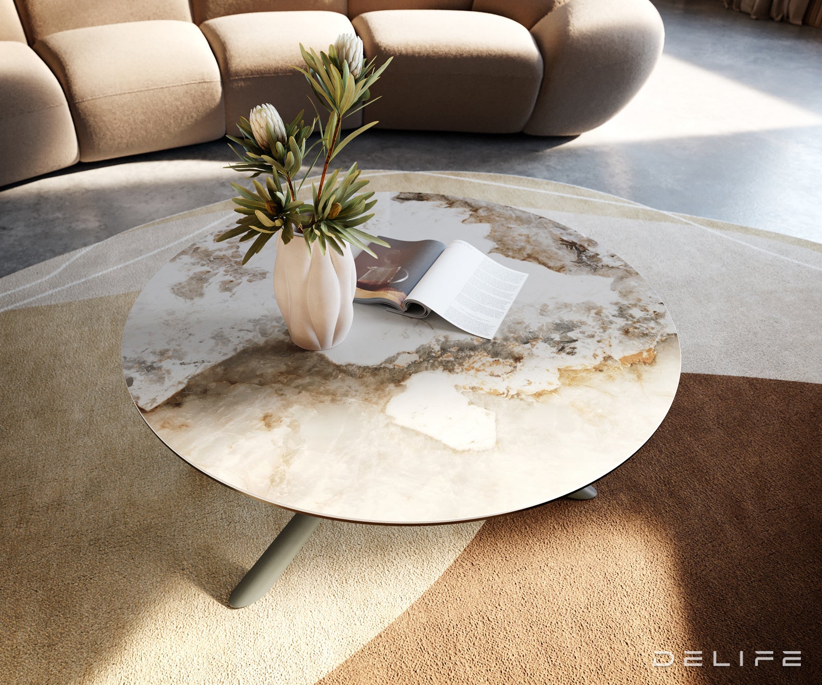 Klub mizica Edge 90x90cm, Material: keramika Minas Melange