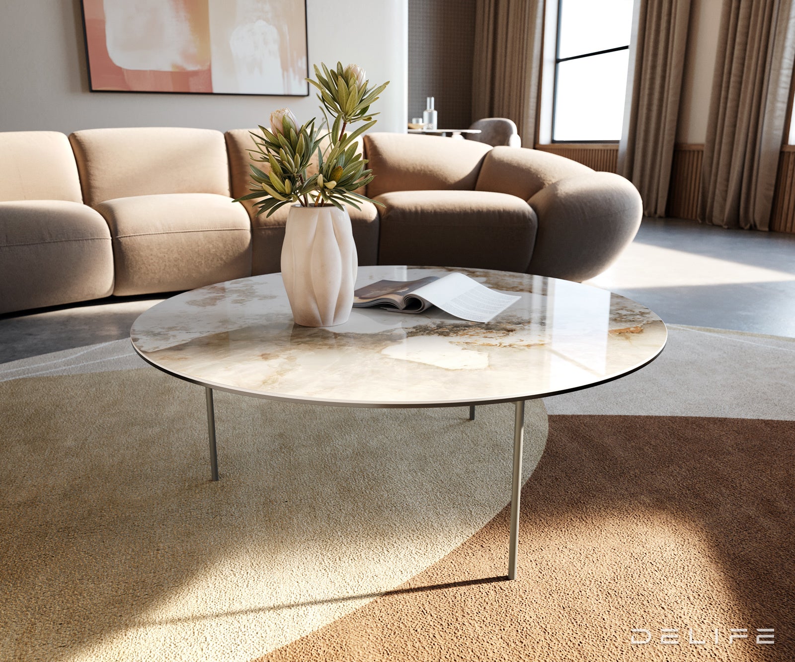 Klub mizica Edge 90x90cm, Material: keramika Minas Melange