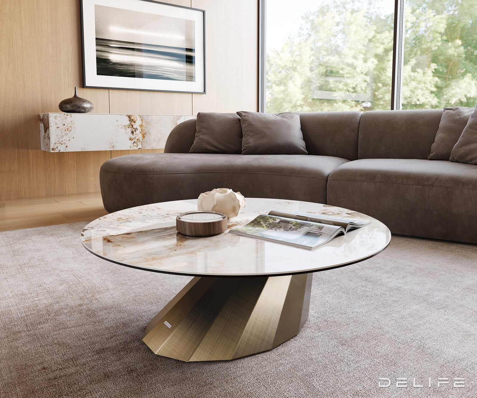 Klub mizica Edge 100x100cm, Material: keramika Minas Melange