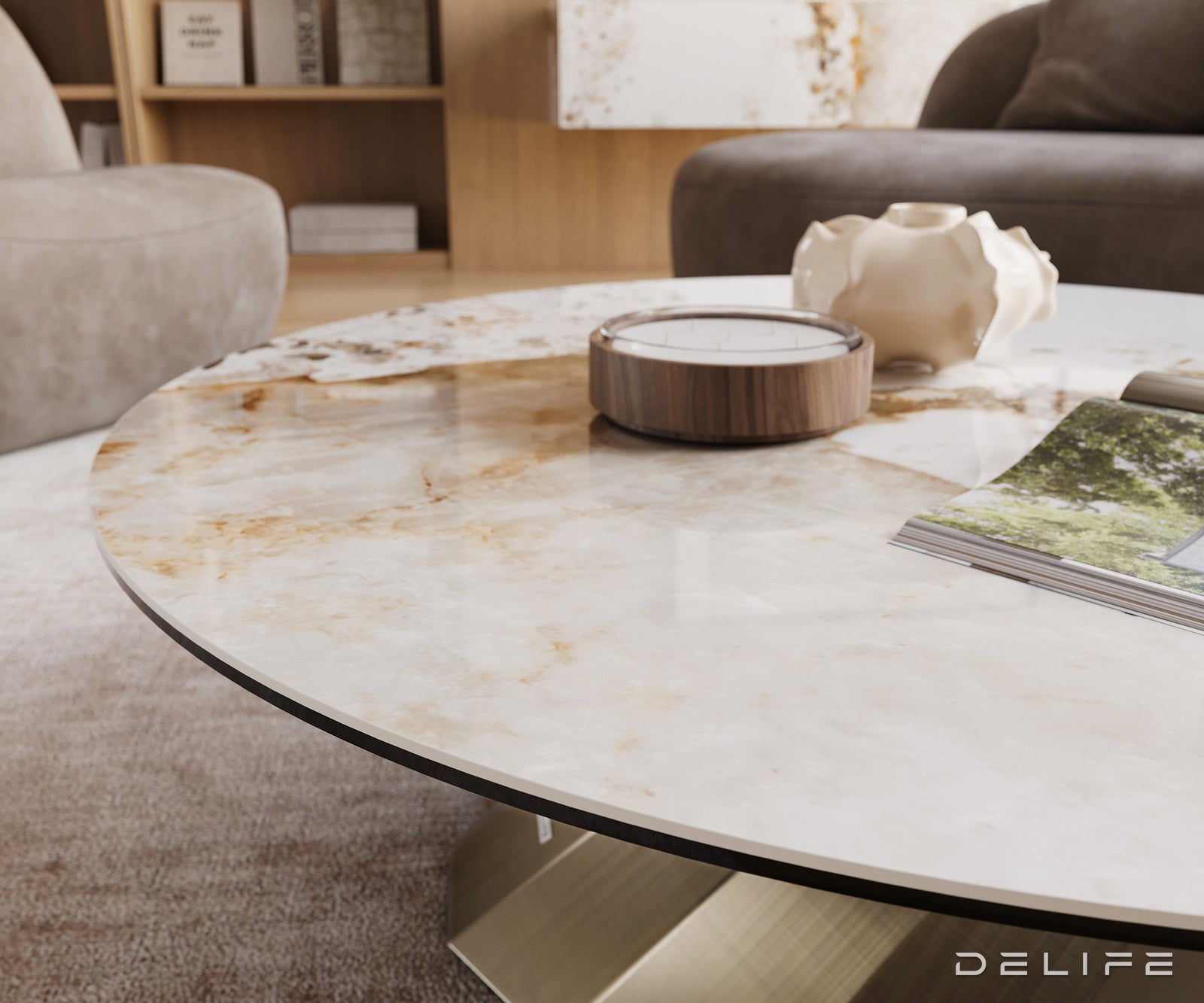 Klub mizica Edge 100x100cm, Material: keramika Minas Melange