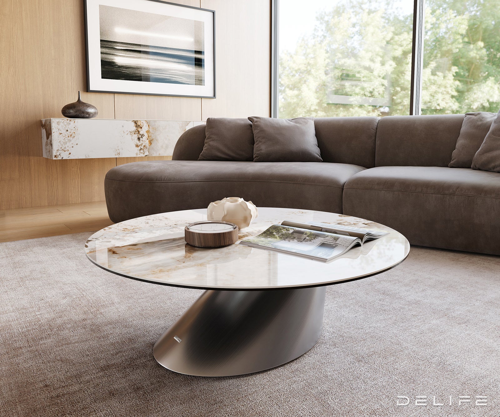 Klub mizica Edge 100x100cm, Material: keramika Minas Melange