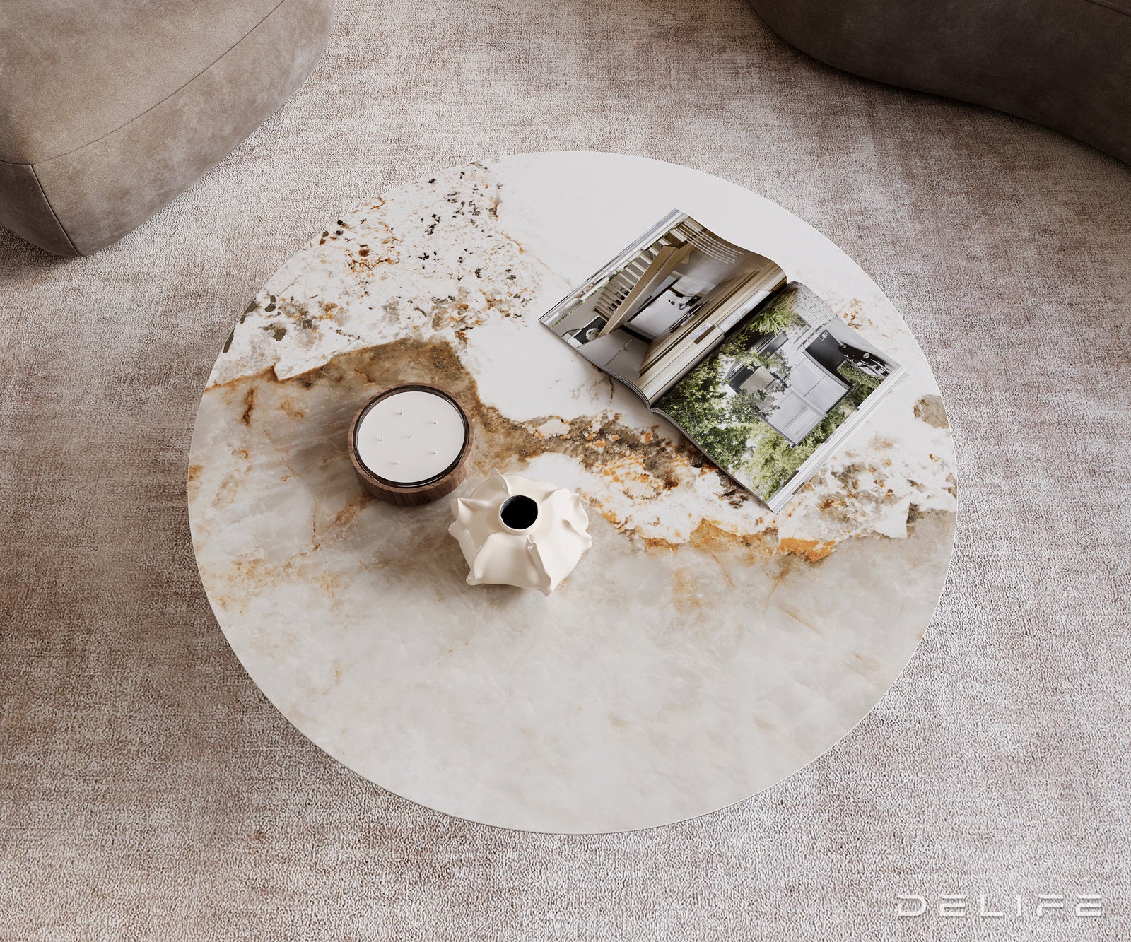 Klub mizica Edge 100x100cm, Material: keramika Minas Melange