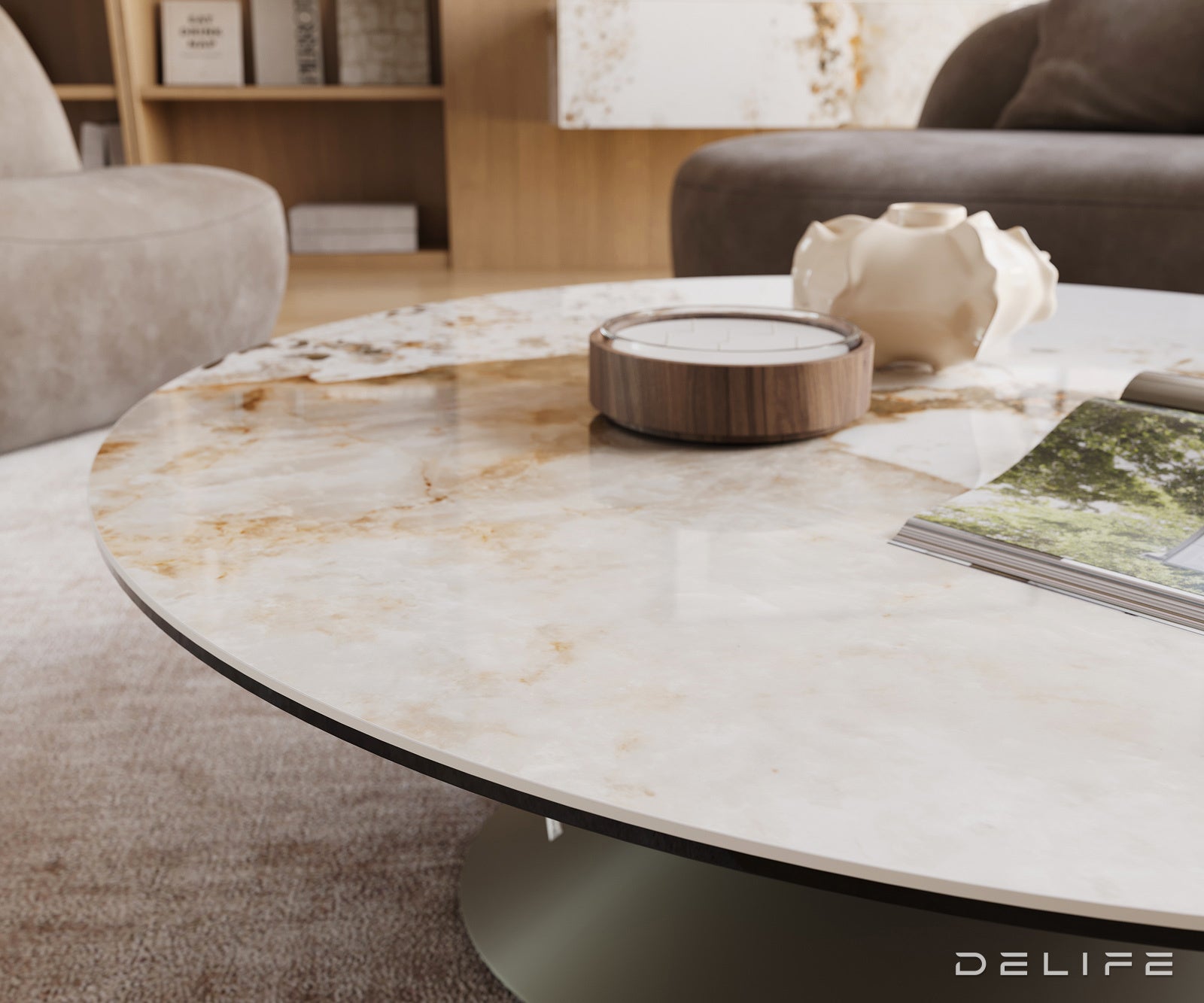 Klub mizica Edge 100x100cm, Material: keramika Minas Melange