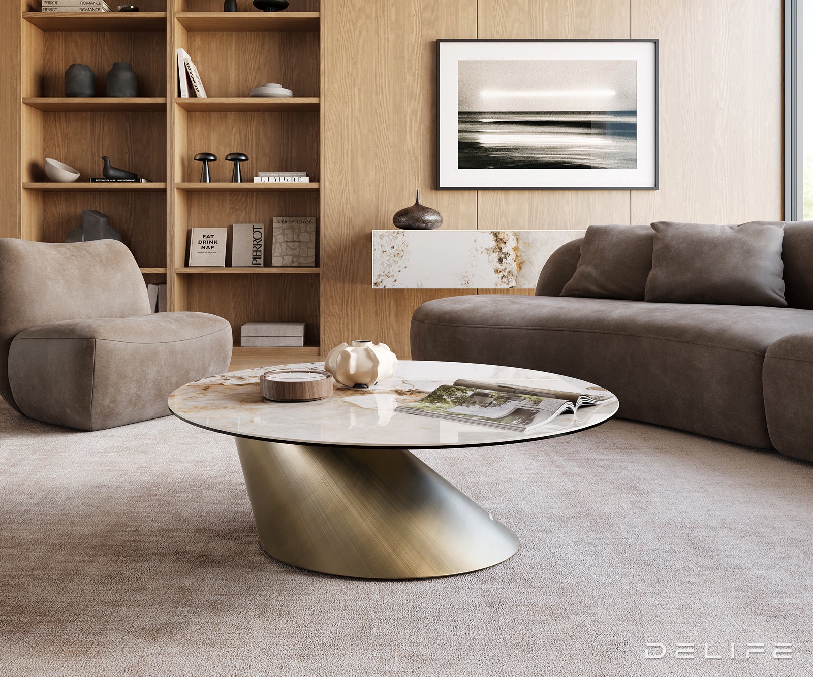 Klub mizica Edge 100x100cm, Material: keramika Minas Melange