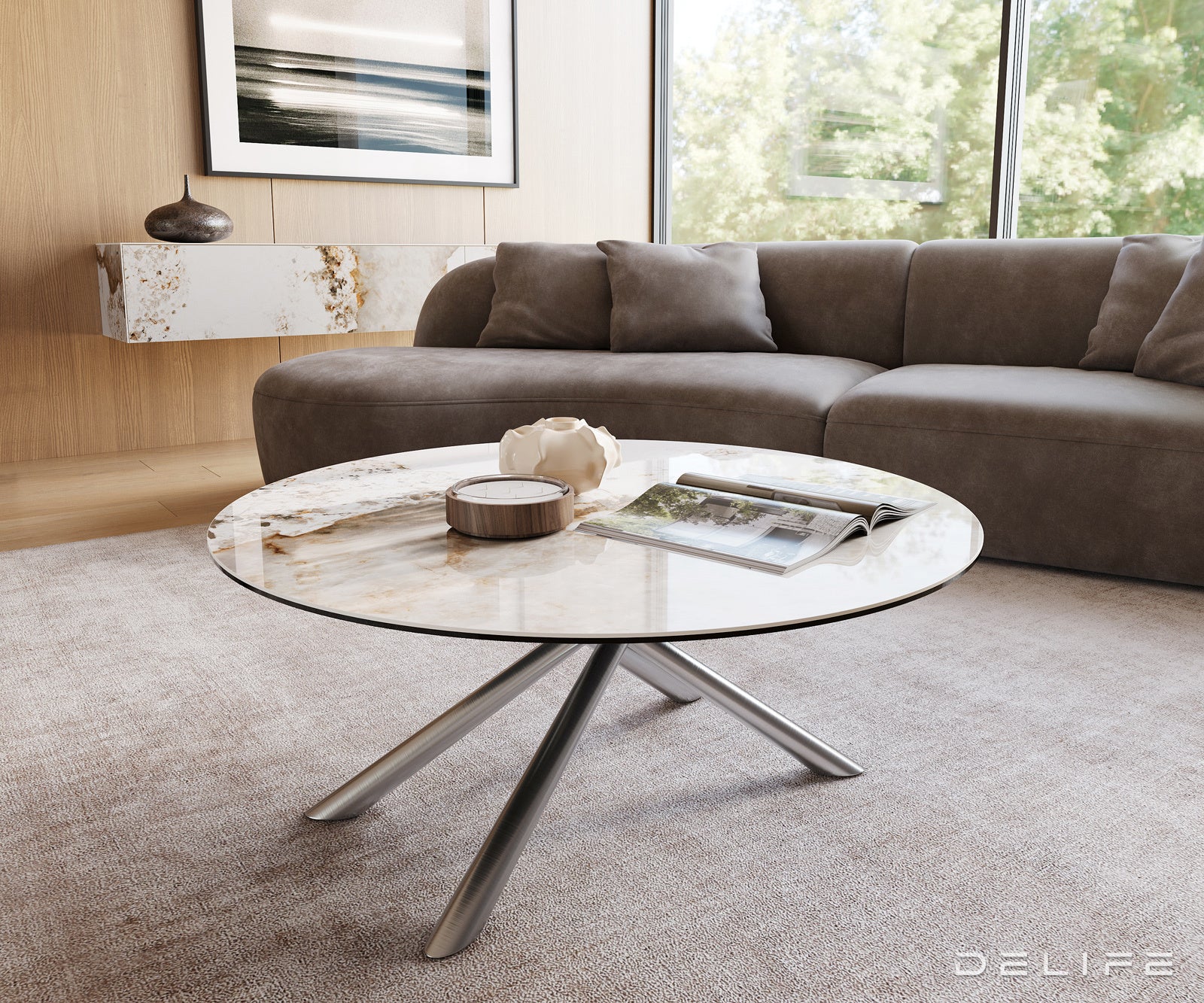 Klub mizica Edge 100x100cm, Material: keramika Minas Melange