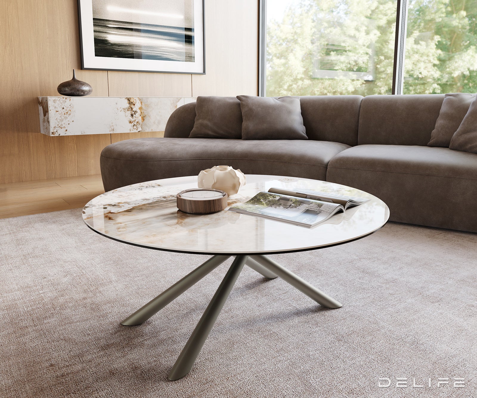 Klub mizica Edge 100x100cm, Material: keramika Minas Melange