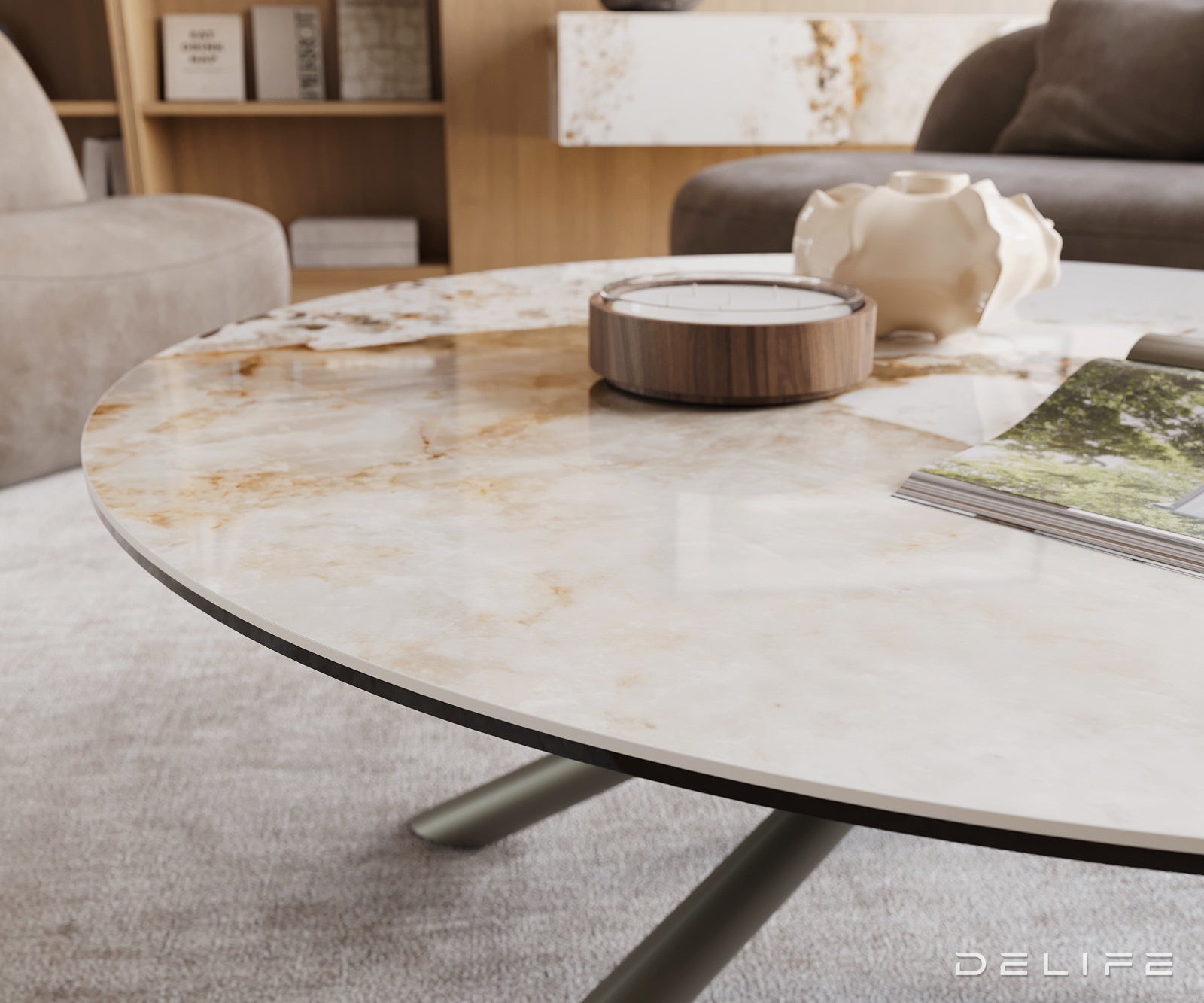 Klub mizica Edge 100x100cm, Material: keramika Minas Melange