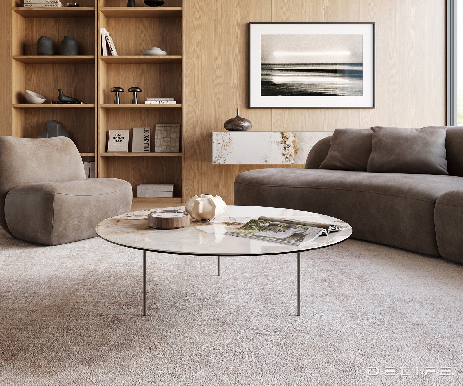 Klub mizica Edge 100x100cm, Material: keramika Minas Melange