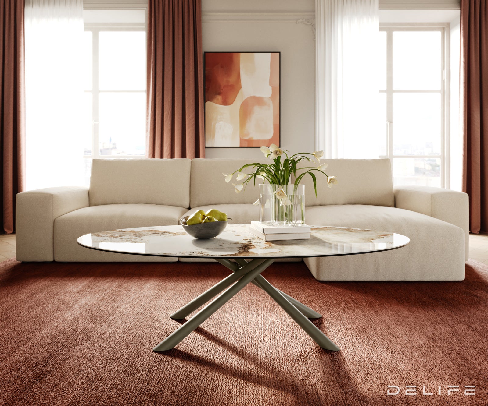 Klub mizica Edge 140x80cm, Material: Keramika Minas Melange