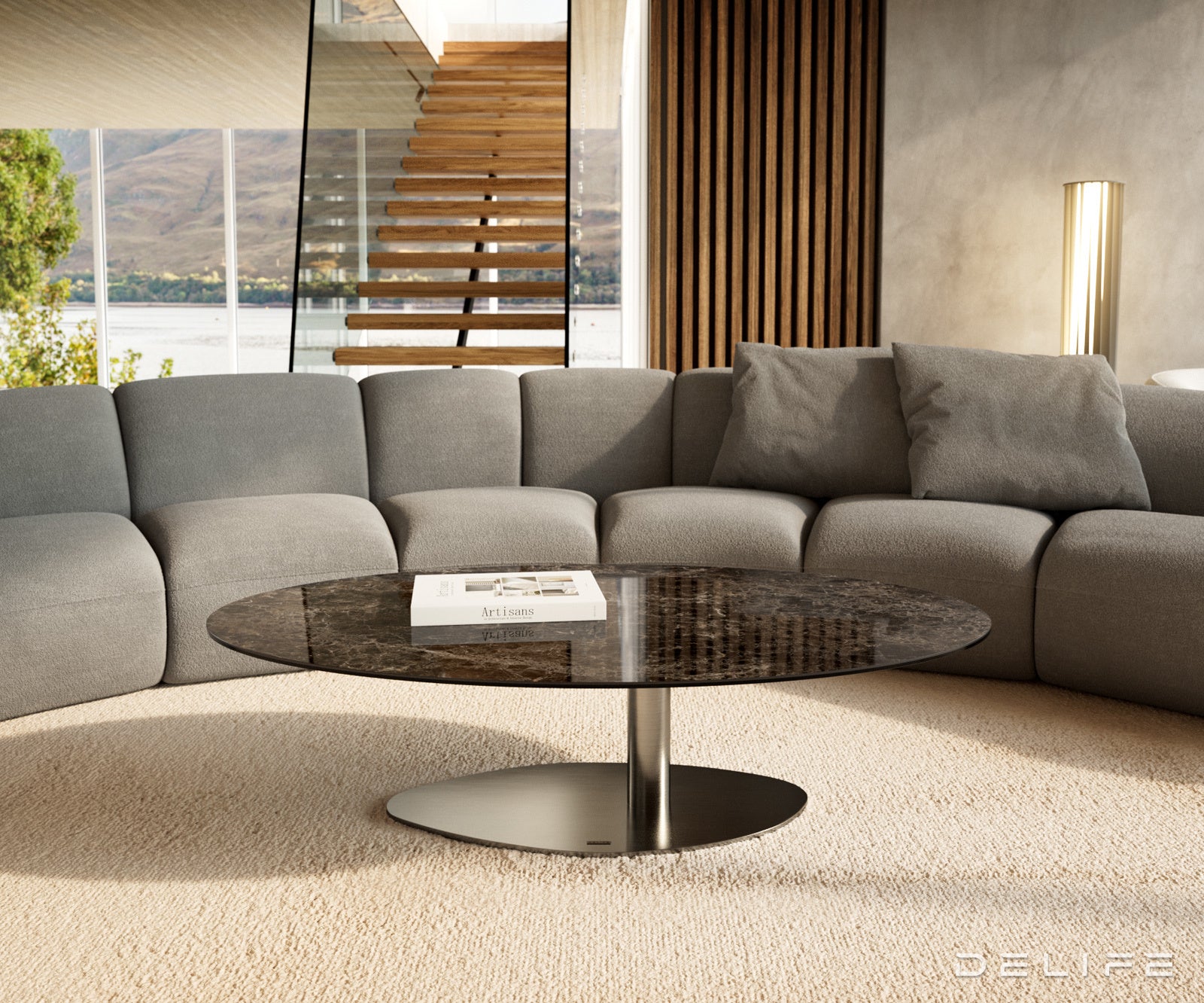 Klub mizica Edge 140x80cm, Material: Keramika Laminam Extra Lucidato