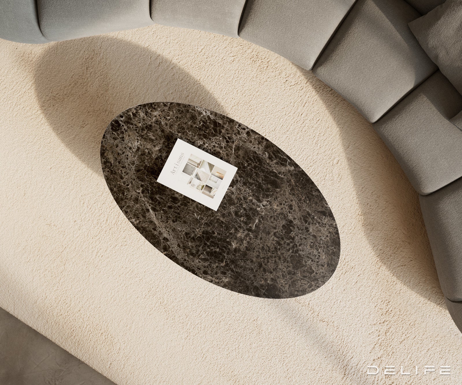 Klub mizica Edge 140x80cm, Material: Keramika Laminam Emperador Extra Lucidato