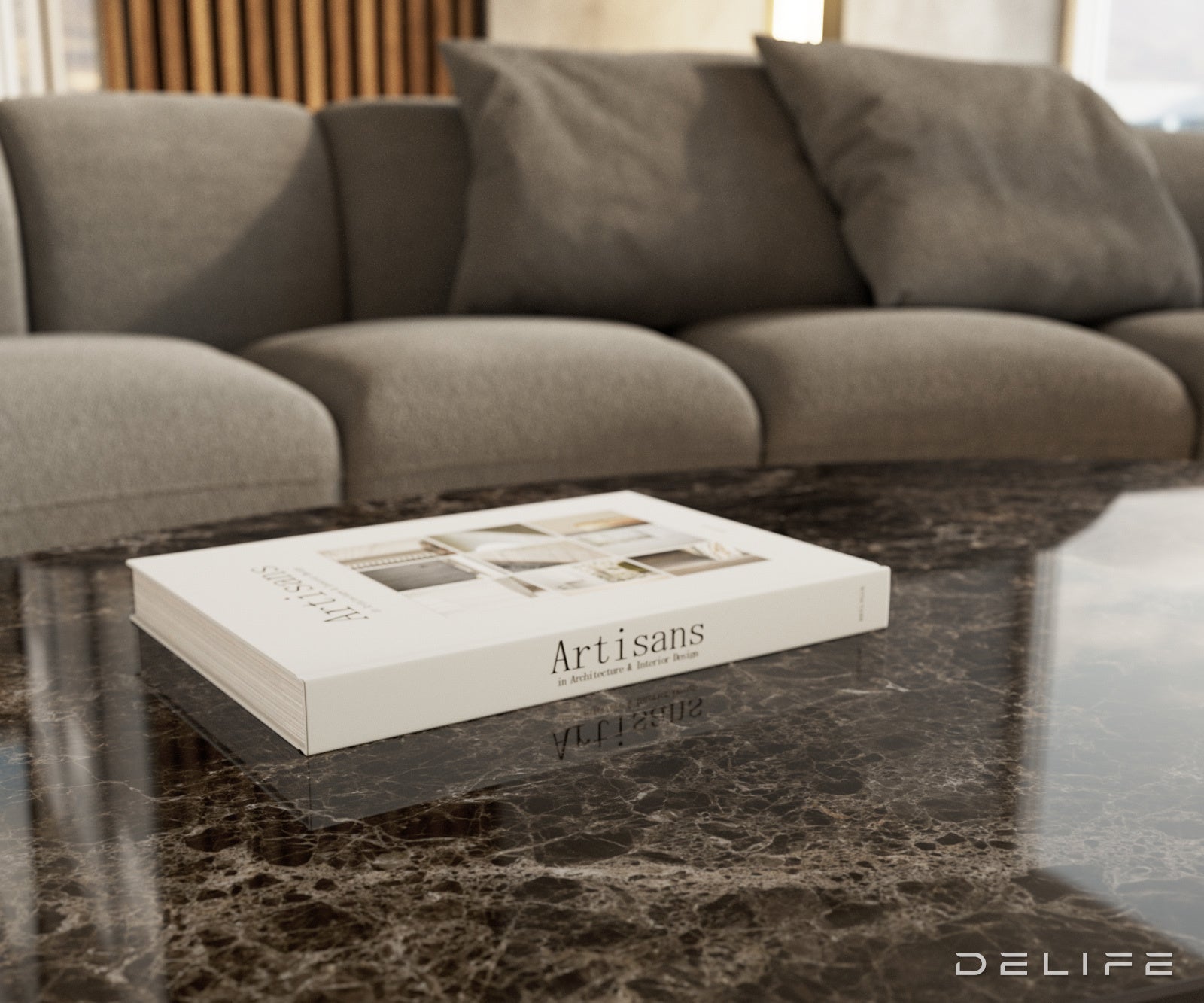 Klub mizica Edge 140x80cm, Material: Keramika Laminam Emperador Extra Lucidato