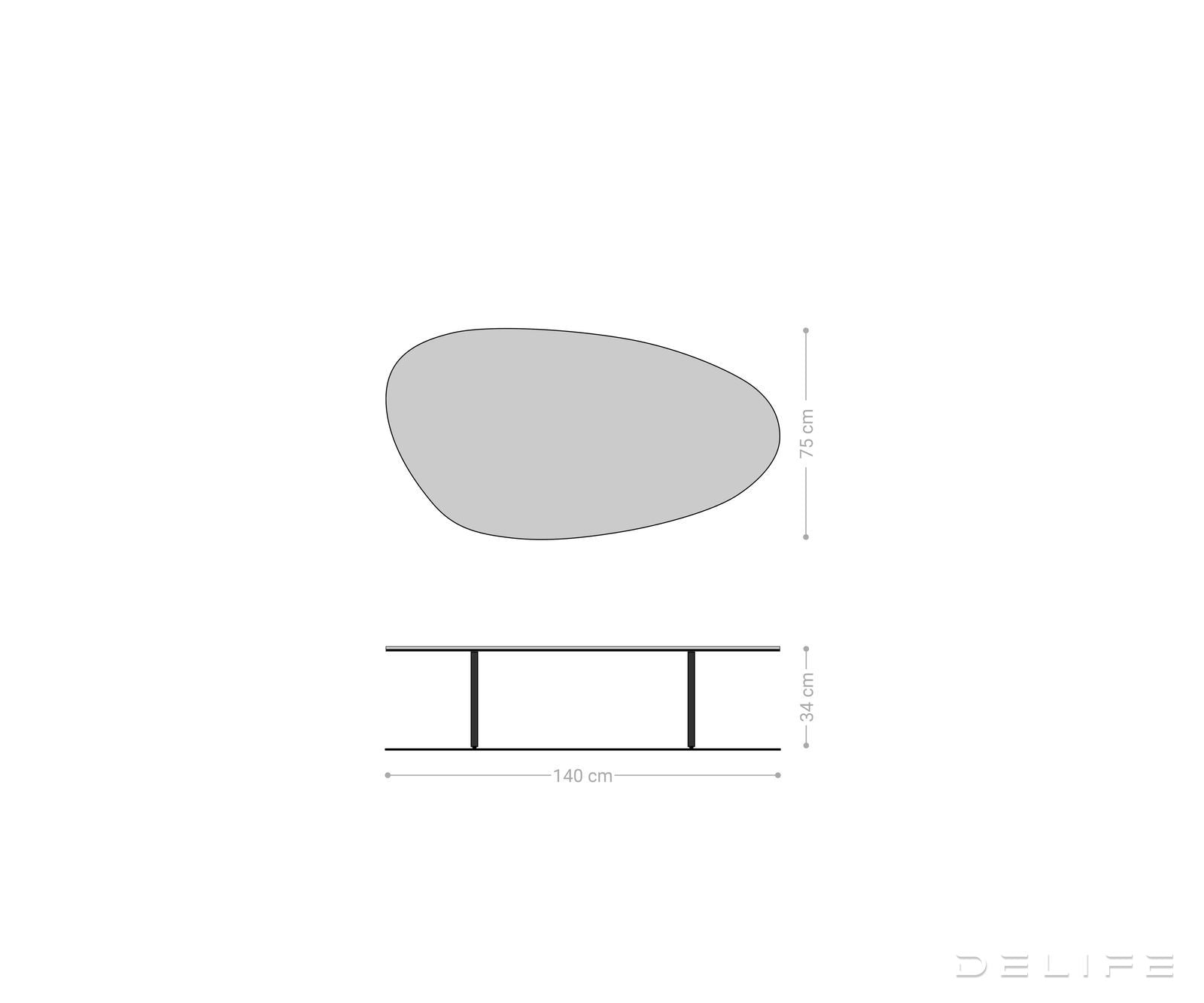 Klubska mizica Edge 140x75 cm, material: keramika Laminam Noir Desir