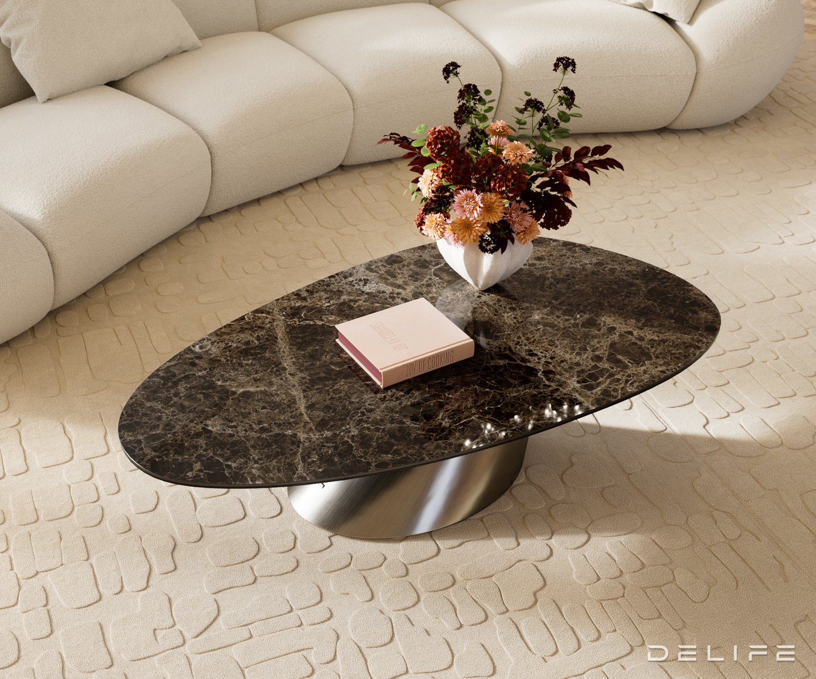 Klub stolić Edge 140x75cm, Material: Keramika Laminam Emperador Extra Lucidato