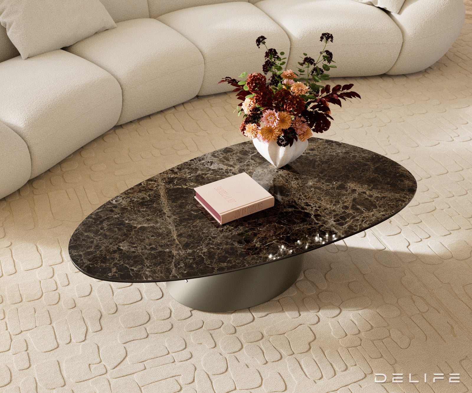 Klub stolić Edge 140x75cm, Material: Keramika Laminam Emperador Extra Lucidato