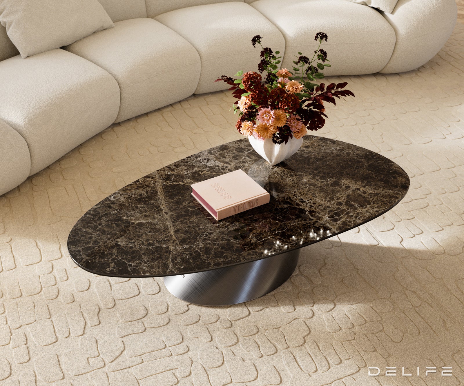 Klub stolić Edge 140x75cm, Material: Keramika Laminam Emperador Extra Lucidato