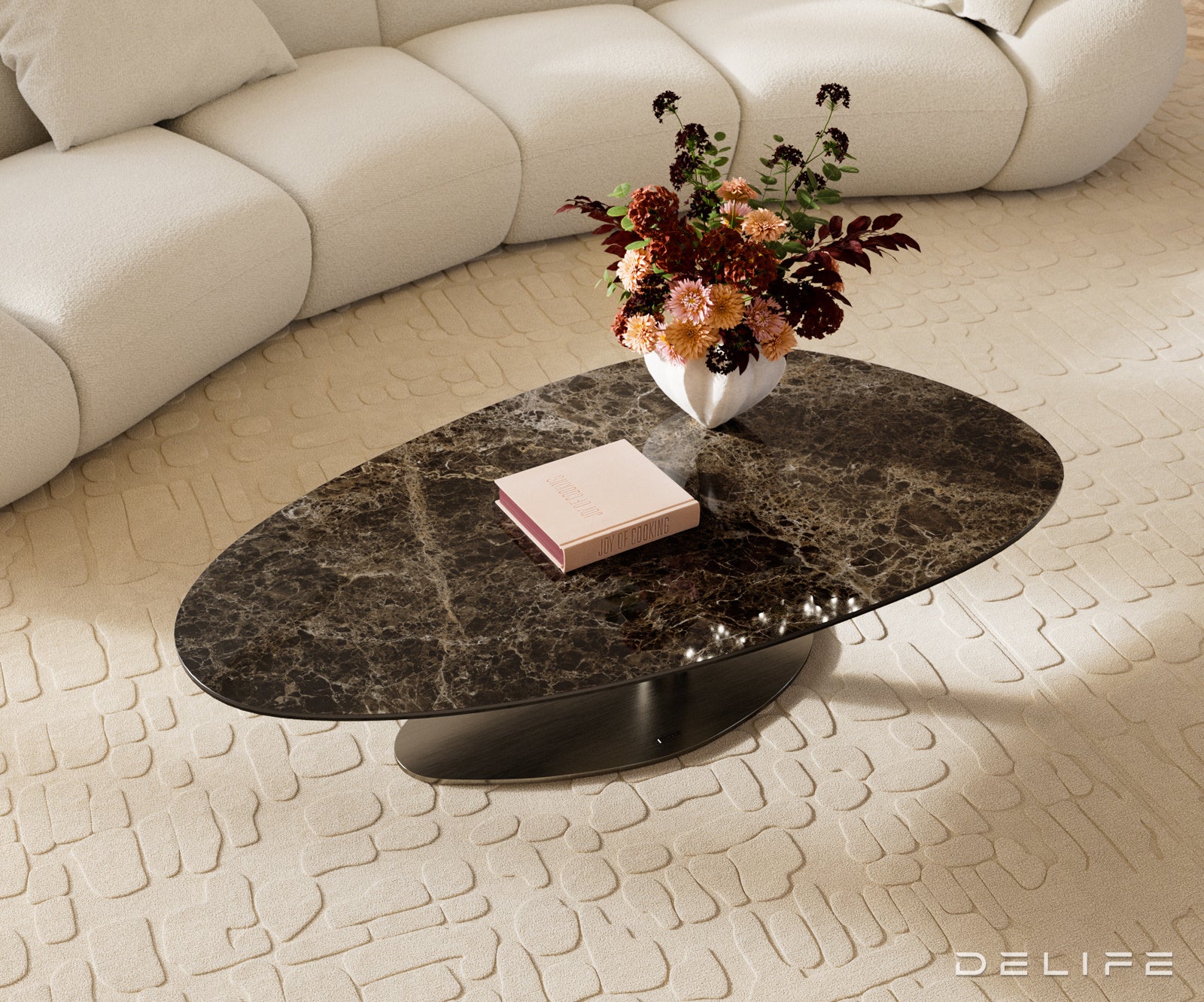 Klub stolić Edge 140x75cm, Material: Keramika Laminam Emperador Extra Lucidato