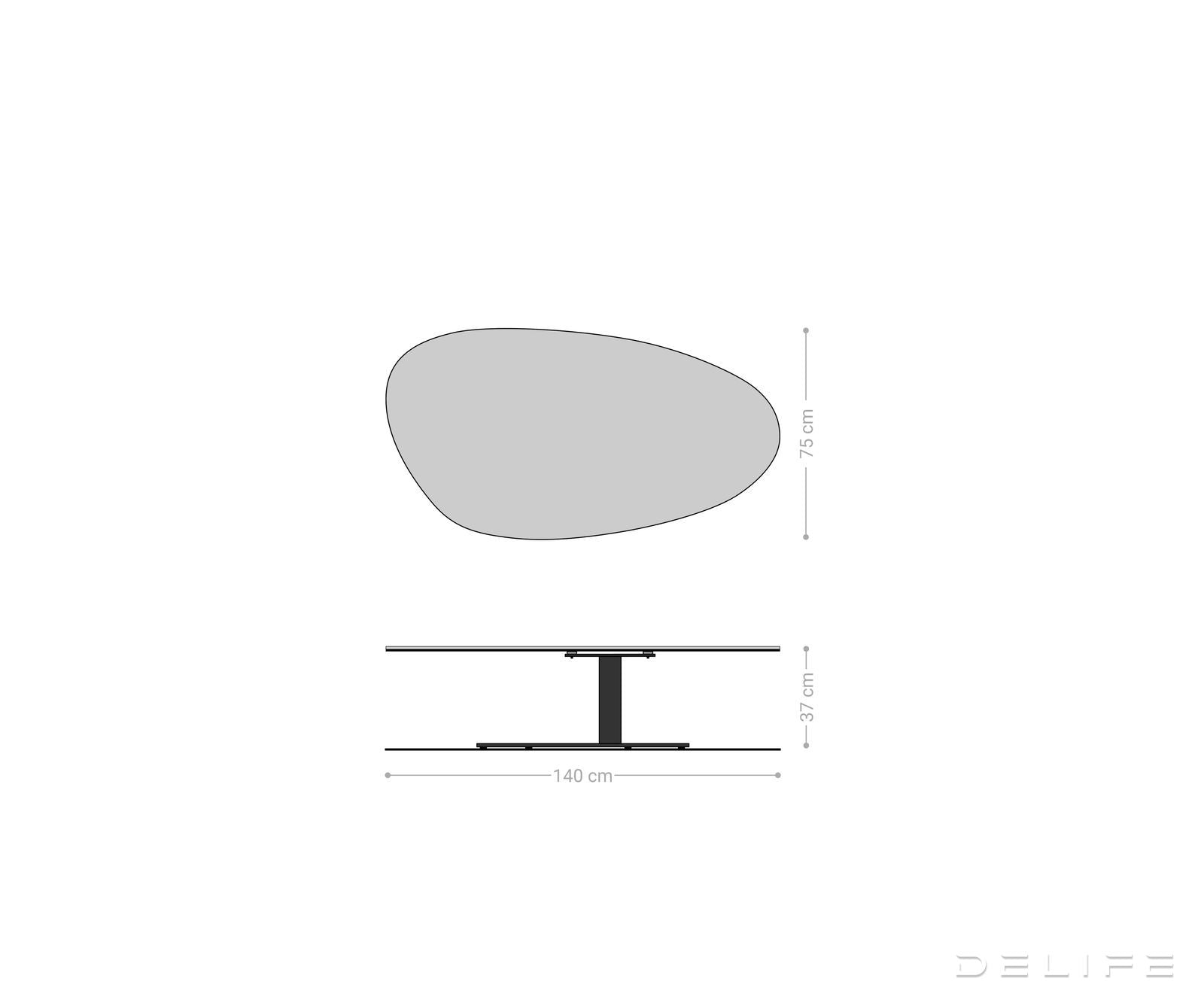 Klub stolić Edge 140x75cm, Material: Keramika Laminam Emperador Extra Lucidato