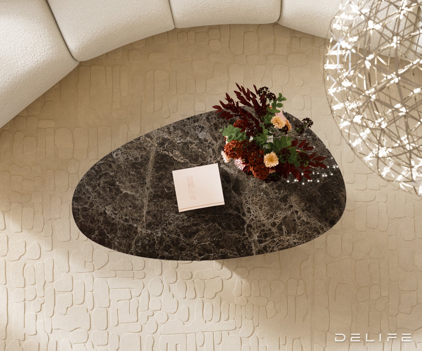 Klubska mizica Edge 140x75 cm, material: keramika Emperador Extra Lucidato
