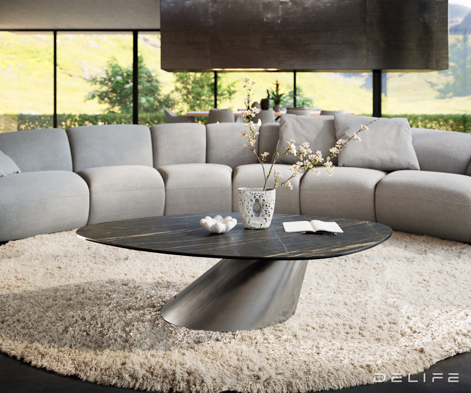 Klub mizica Edge 140x76cm, Material: keramika Noir Desir