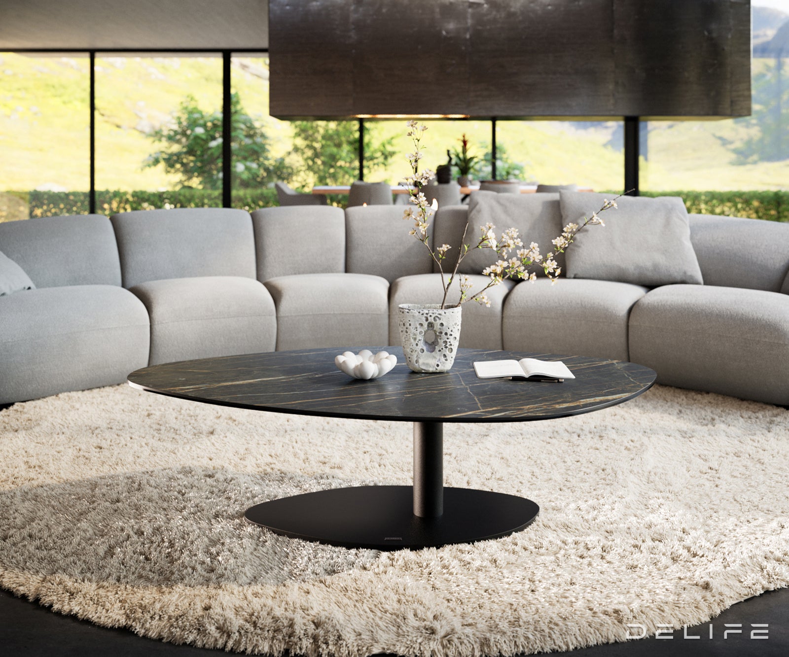 Klub mizica Edge 140x76cm, Material: keramika Noir Desir