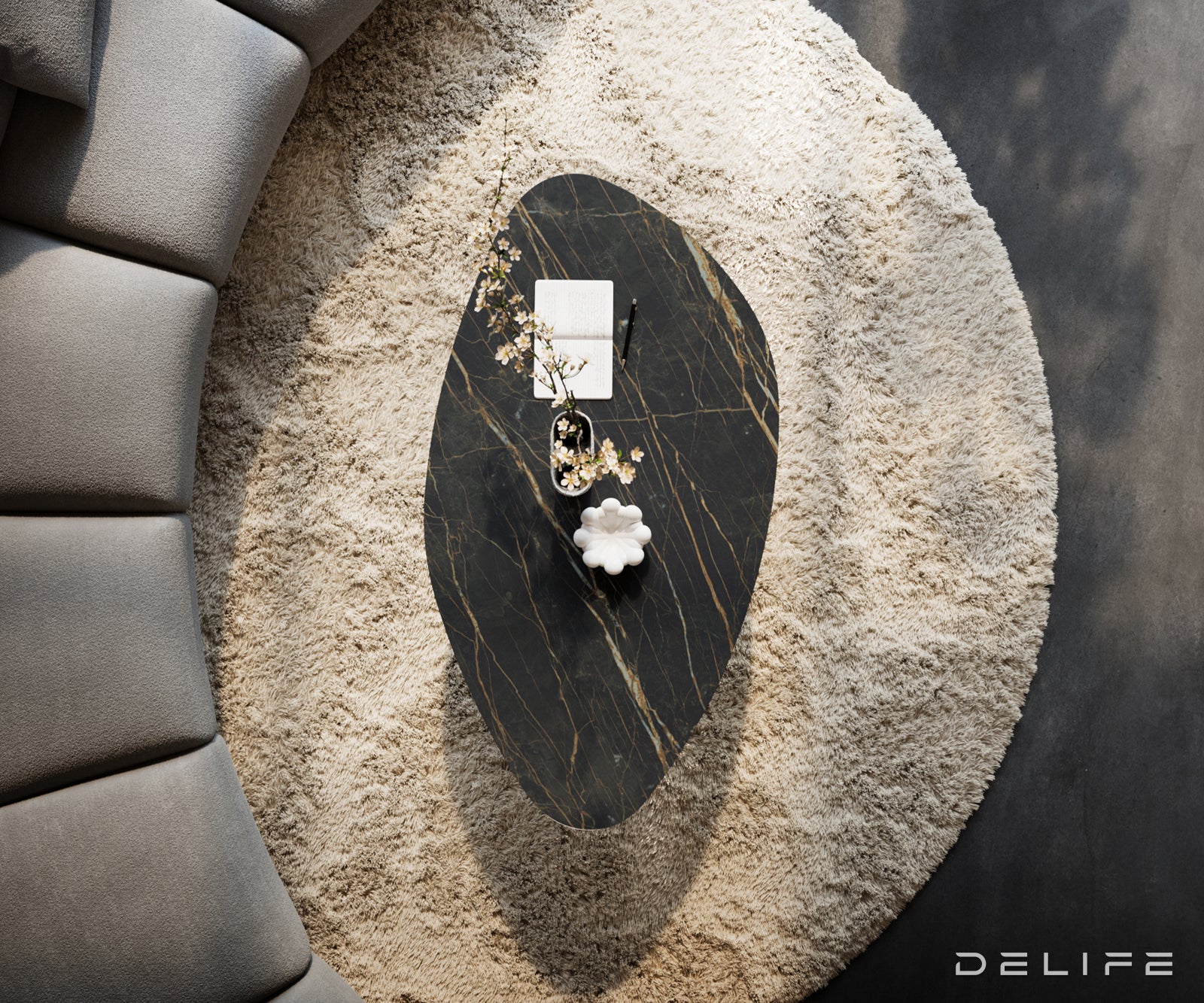 Klub mizica Edge 140x76cm, Material: keramika Noir Desir