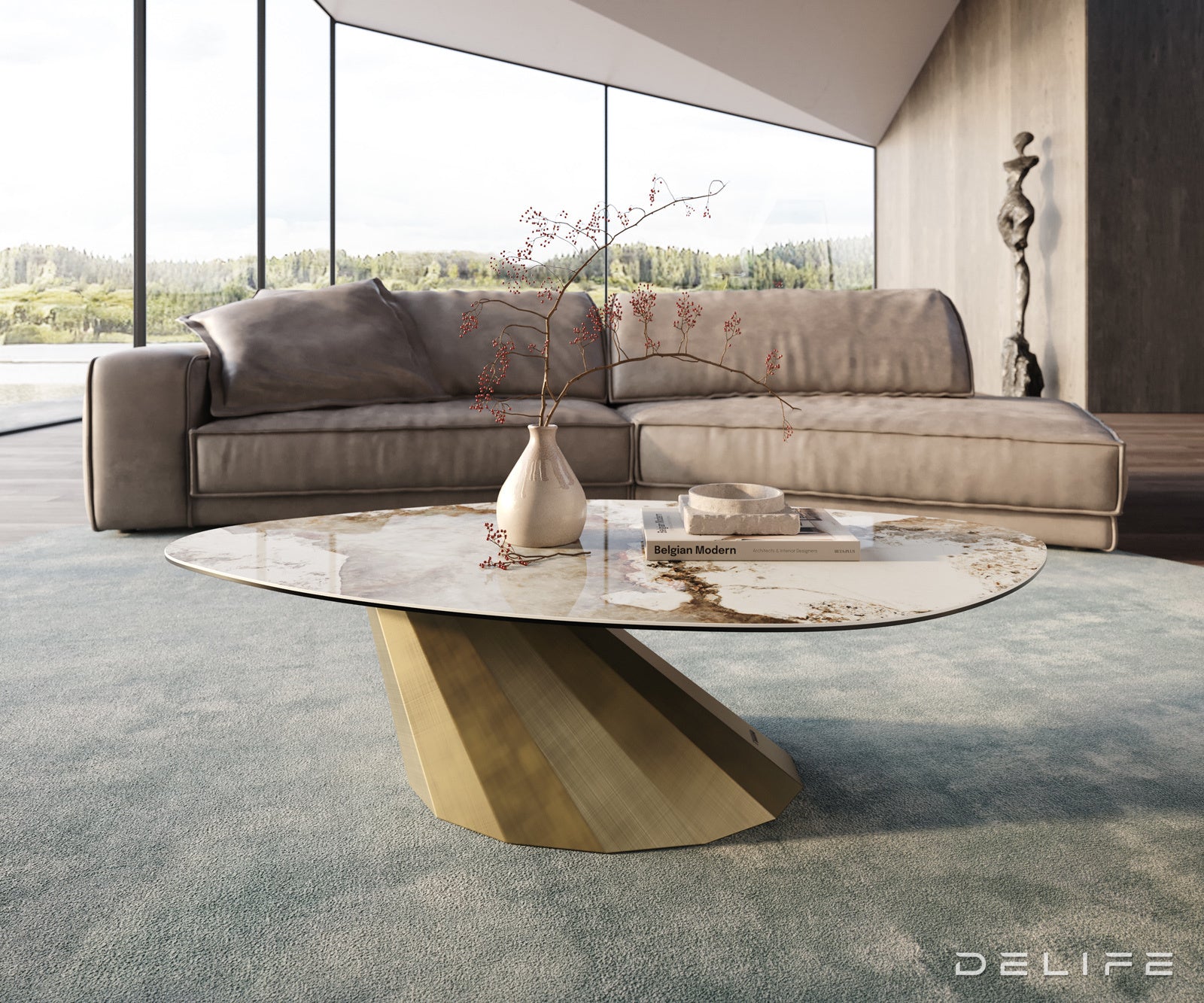 Klub mizica Edge 140x76cm, Material: Keramika Minas Melange