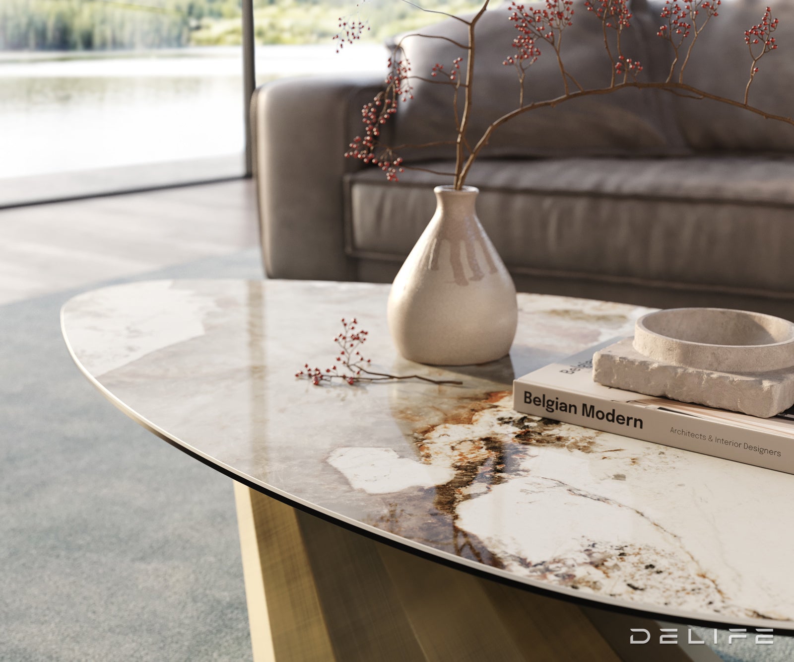 Klub mizica Edge 140x76cm, Material: Keramika Minas Melange