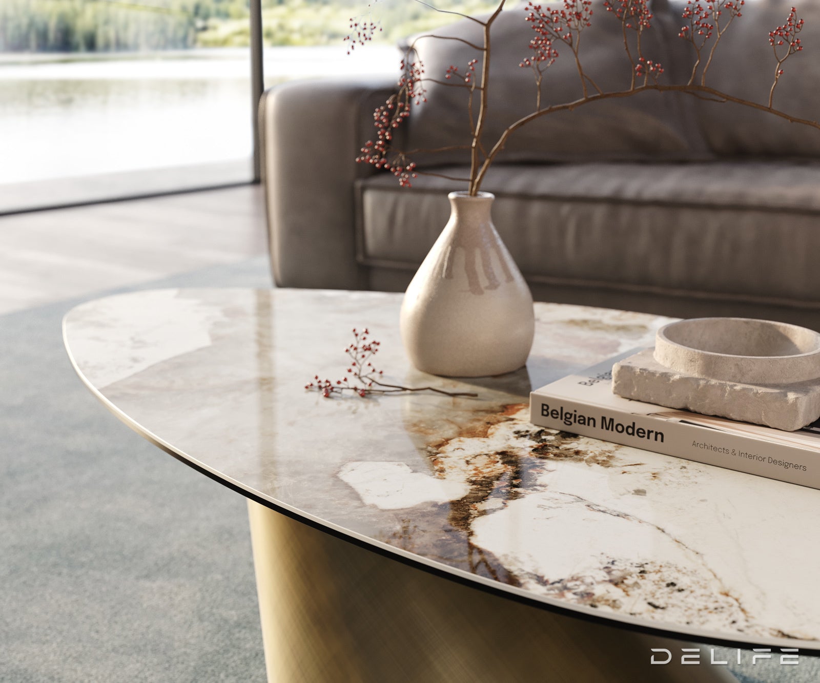 Klub mizica Edge 140x76cm, Material: Keramika Minas Melange