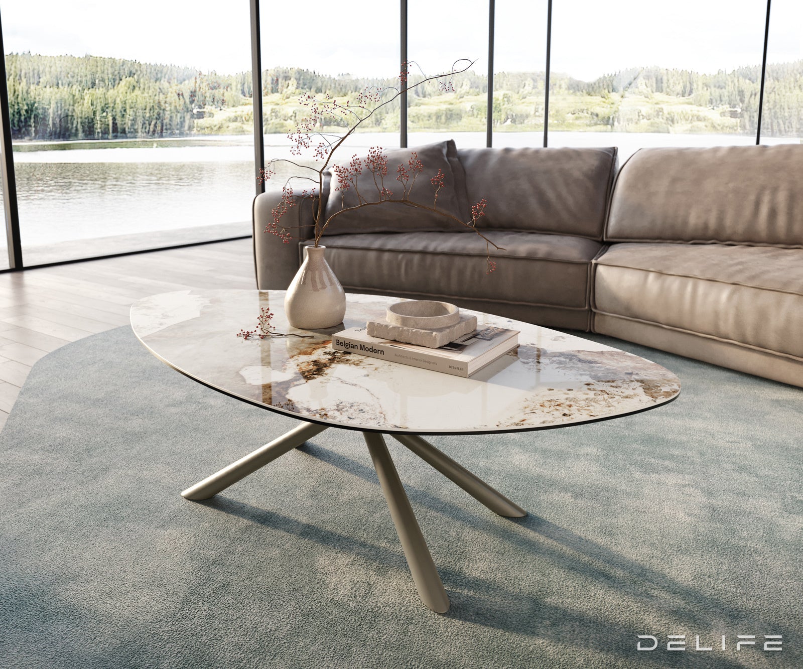 Klub mizica Edge 140x76cm, Material: Keramika Minas Melange