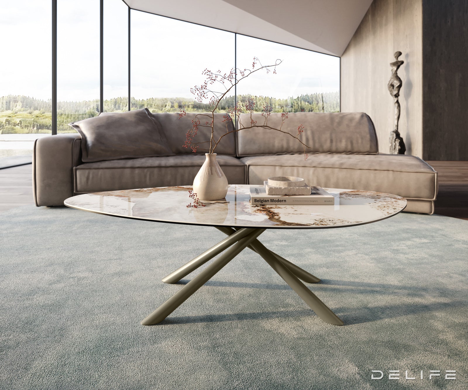 Klub mizica Edge 140x76cm, Material: Keramika Minas Melange