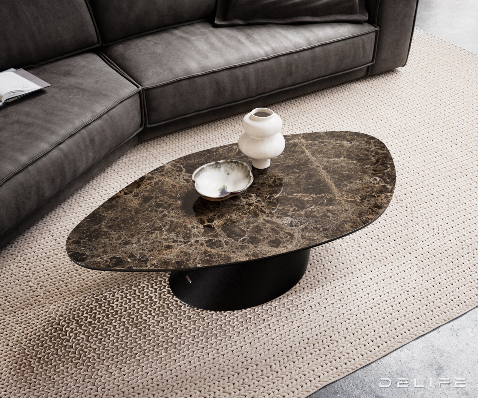 Klub mizica Edge 140x76cm, Material: keramika Emperador Extra Lucidato