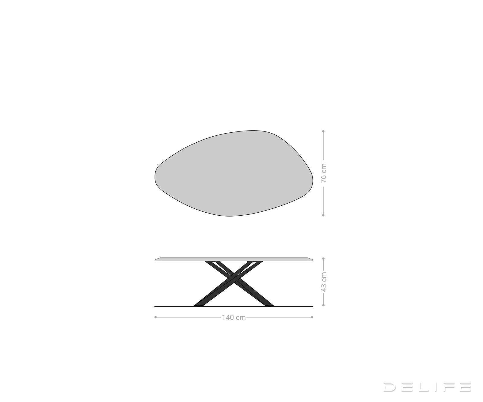 Klub stolić Edge 140x76cm, Materijal: Bagrem