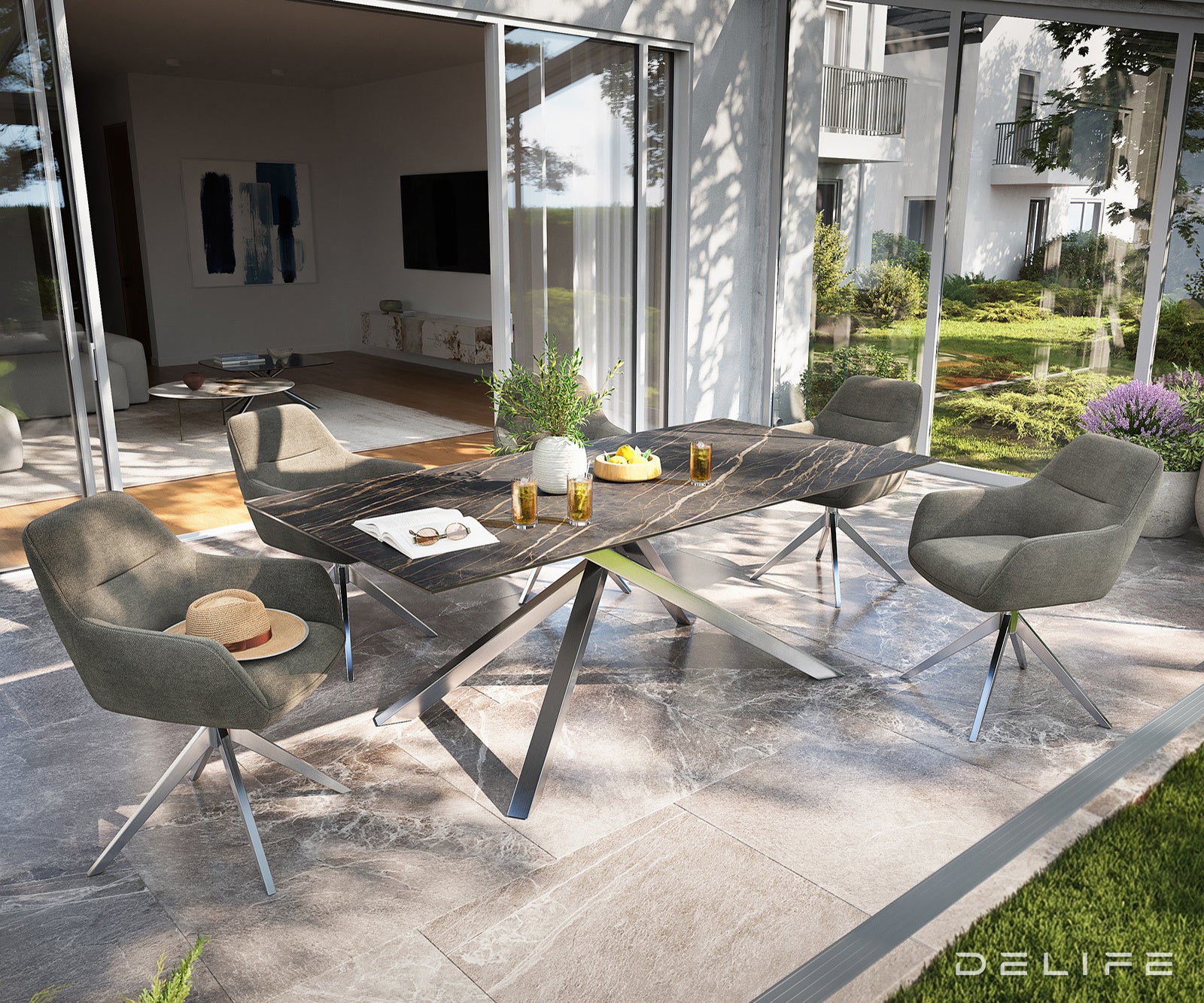 Outdoor miza Edge 200x100 cm, material: keramika Noir Desir