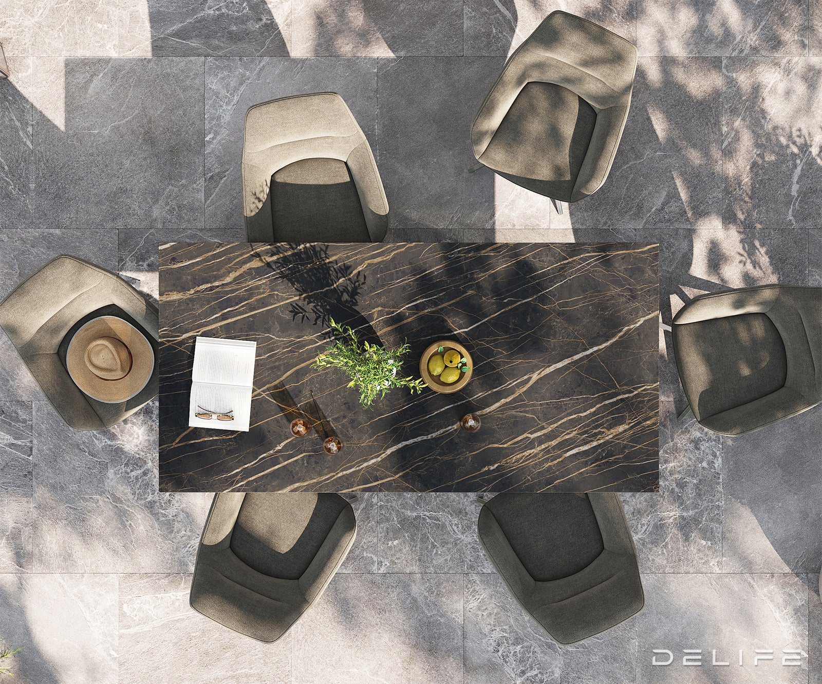 Outdoor miza Edge 200x100 cm, material: keramika Noir Desir