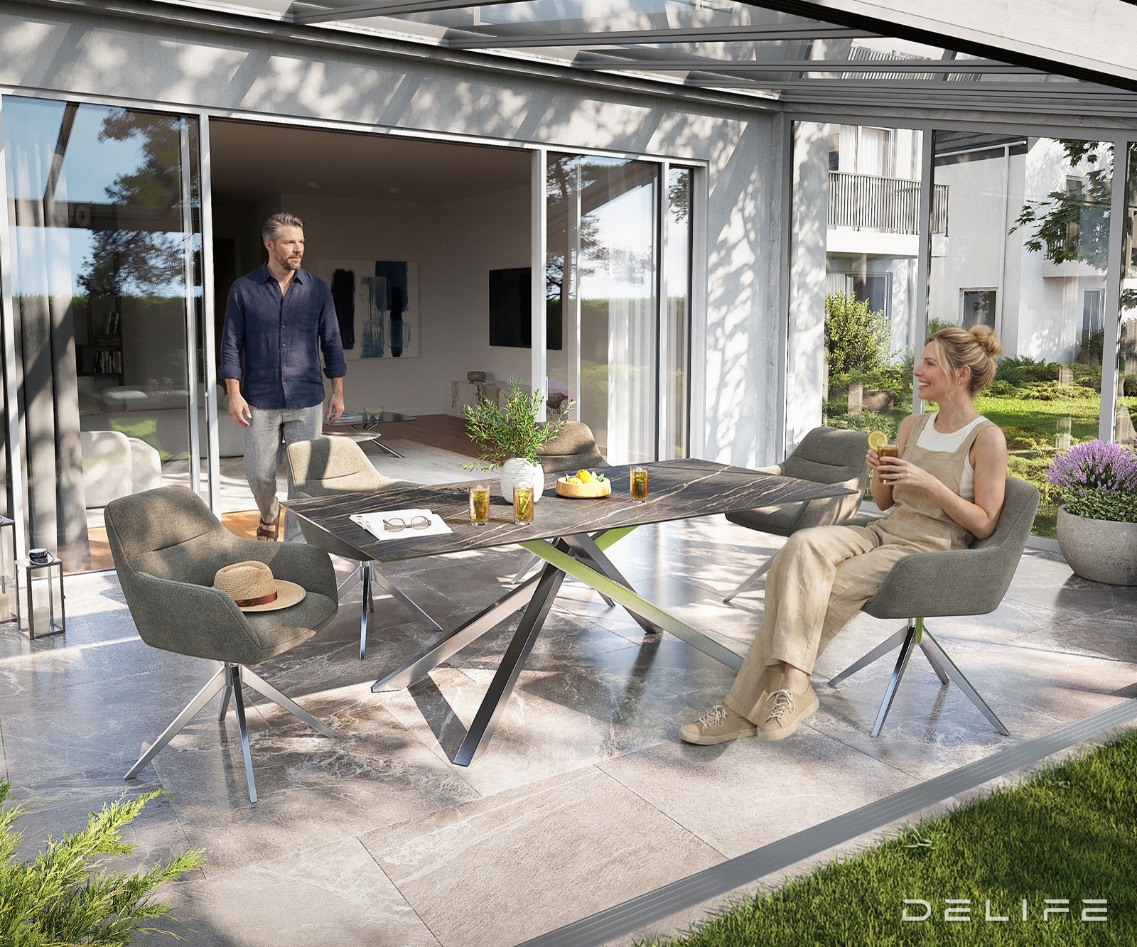 Outdoor miza Edge 200x100 cm, material: keramika Noir Desir