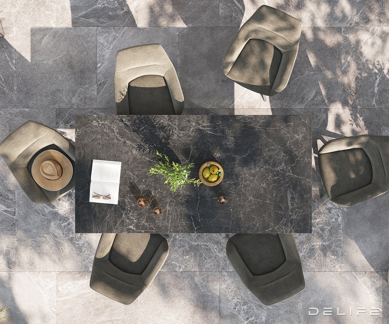 Outdoor miza Edge 200x100cm, Material: keramika Nero Greco