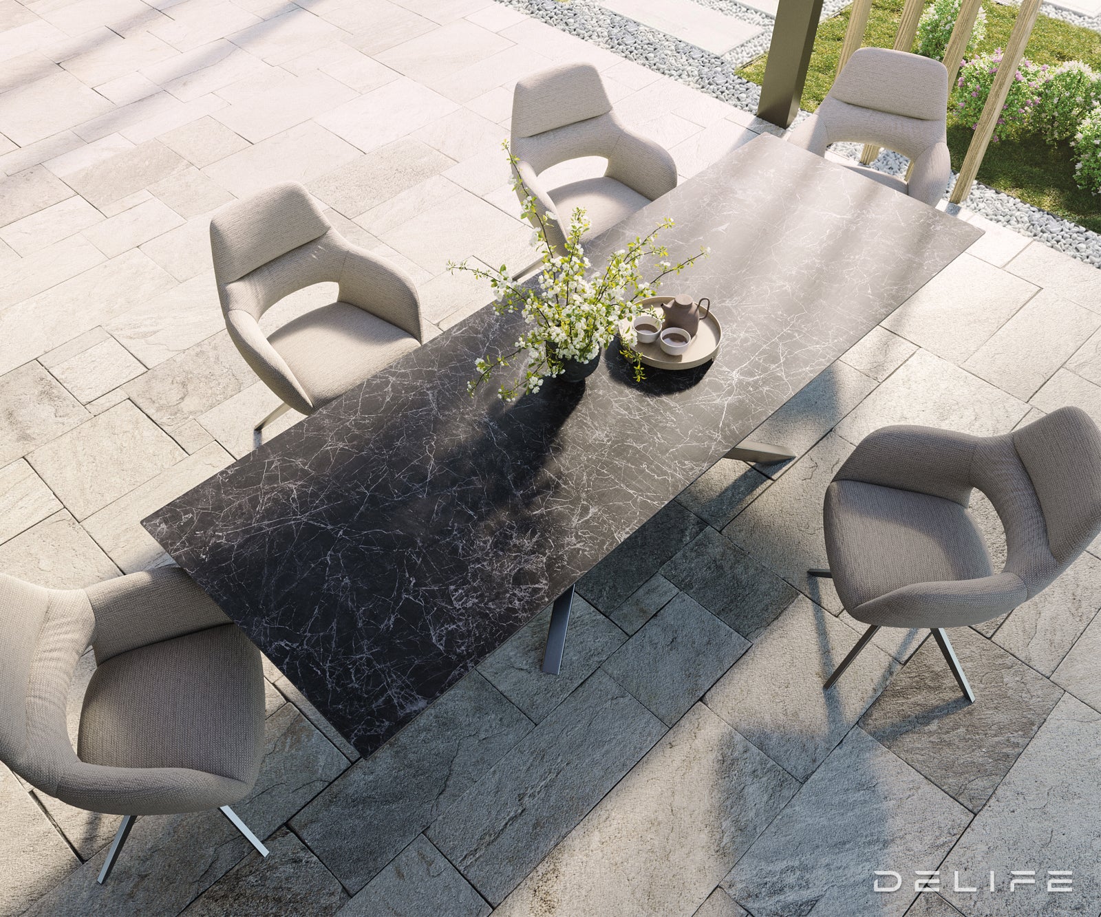 Outdoor miza Edge 300x100cm, Material: keramika Nero Greco