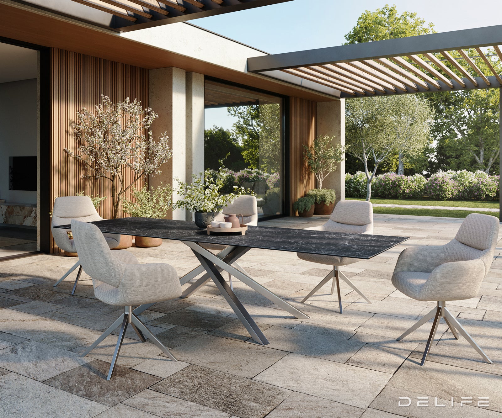 Outdoor miza Edge 300x100cm, Material: keramika Nero Greco