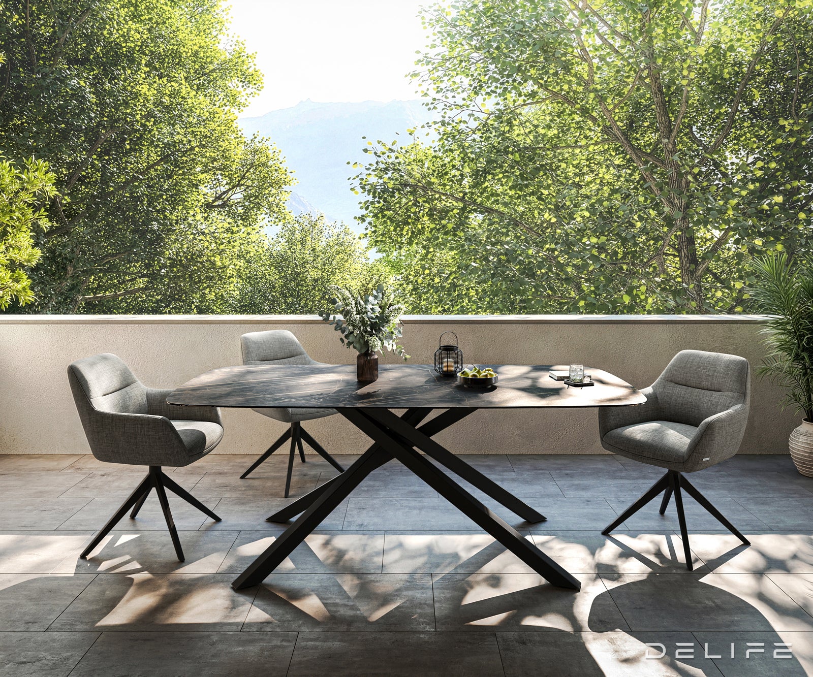 Outdoor miza  Edge Boot 200x100cm, Material: keramika Noir Desir