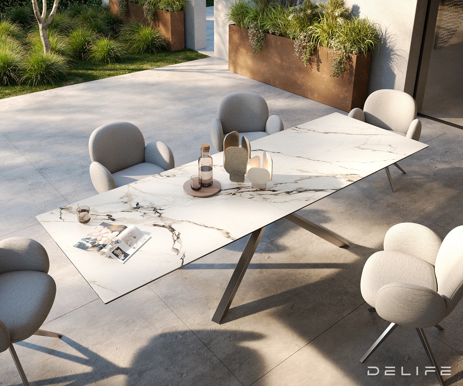 Outdoor miza Edge 300x100cm, Material: keramika Calacatta Luxe