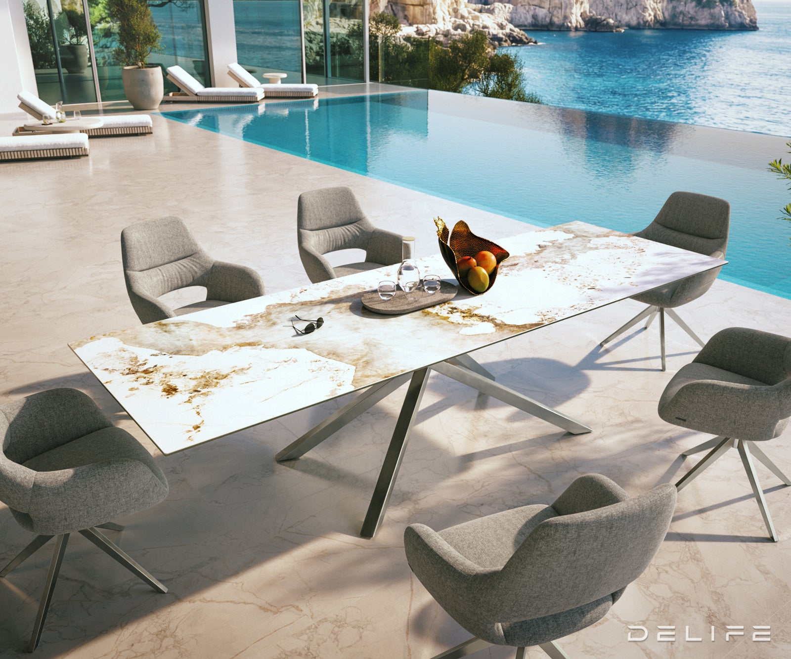 Outdoor miza Edge 300x100cm, Material: keramika Minas Melange