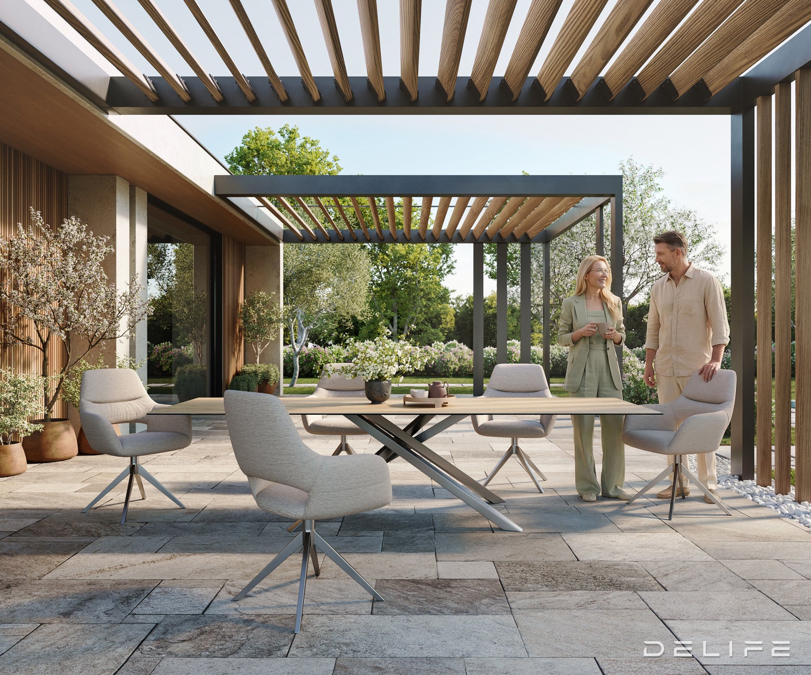 Outdoor miza Edge 300x100cm, Material: keramika Sabbia